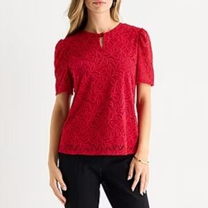 Liz Claiborne Short Sleeve Lace Blouse